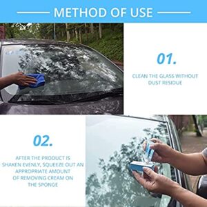 WOSLXM Car Glass Oil Film Cleaner, Glass Film Removal Cream with Sponge, Car Windshield Cleaner Oil Film Remover Glass Stripper Water Spot Removing Paste (1PCS)