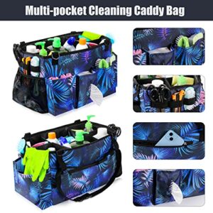 Large Wearable Cleaning Caddy Bag, Cleaning Caddy Organizer with Handle | Shoulder & Waist Strap, Cleaning Supplies Organizer Tote with Foldable Dividers & Zipper Pocket for Cleaner Housekeeper (Blue)