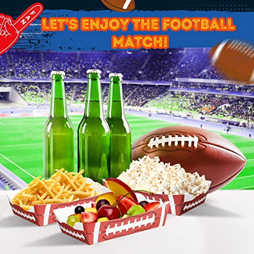 200 Pcs Football Party Supplies 2 lb Football Paper Food Trays Nacho Trays Disposable Serving Trays Football Paper Party Snack Bowls for Football Sports Event Birthday Party Decorations