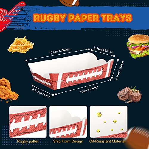 200 Pcs Football Party Supplies 2 lb Football Paper Food Trays Nacho Trays Disposable Serving Trays Football Paper Party Snack Bowls for Football Sports Event Birthday Party Decorations