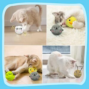 KreizyGo Cat Toys, Chirping Catnip Toy Balls, Interactive Cat Kicker Toy for Indoor Cats Exercise, Cartoon Animal Shaped, 1 Pack Fluffy Plush Fun Kitty Kitten Catnip Toy - Grey Mice