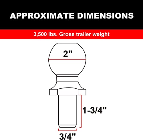 BIG RED ATRLY3120R Torin 2" Diameter Trailer Hitch Ball: 1.75 Ton (3,500 lb) Capacity