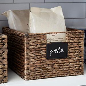 metal pantry baskets labels clip on for storage bins with white chalk markers (18 black holders + 4 white chalk makers)