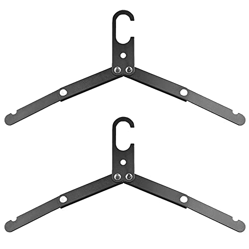 Travel Hangers BLLNDX 2PCS Black Portable Folding Clothes Hangers, Aluminium Alloy Super Bearing Collapsible Hanger, Foldable Clothes Drying Rack for Travel, Indoor and Outdoor