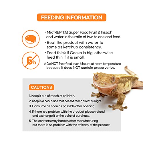 REPTQ Super Food (Fruit & Insect) - Protein, Lactic Acid, Vitamin D3 - Natural Crested Gecko Food - Omnivore Food Mix for Pet Reptiles & Bearded Dragons