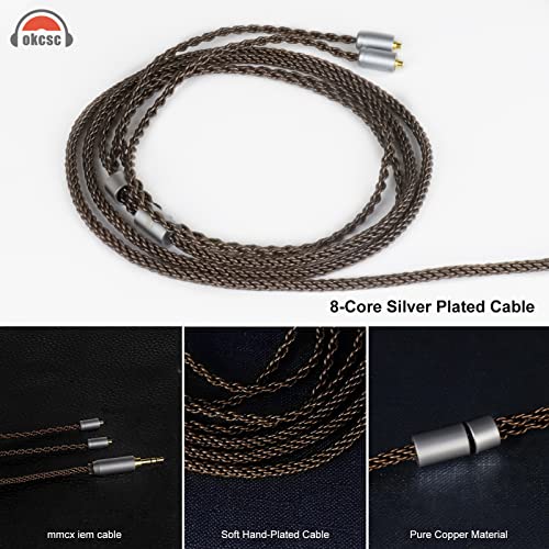 okcsc MMCX Cable Replacement Upgrade Cable for Shure SE215 SE315 SE425 SE535 SE535LTD SE846 AONIC3 AONIC4,8 Core OFC Audio Cable MMCX Connector Cable for Stock 4 Feet Length with 3.5mm Plug