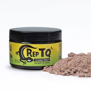 reptq cricket+ nutrients for geckos - protein, lactic acid, vitamin d3 - dried insects for crested/leopard gecko - high calcium cricket diet food - all natural gecko food munchies