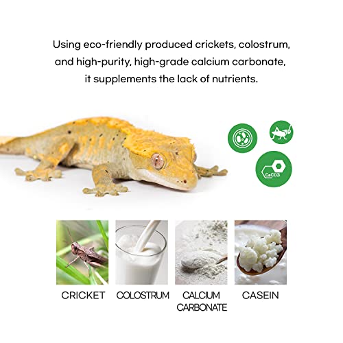 REPTQ Cricket+ Nutrients for Geckos - Protein, Lactic Acid, Vitamin D3 - Dried Insects for Crested/Leopard Gecko - High Calcium Cricket Diet Food - All Natural Gecko Food Munchies