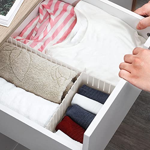 KITment 44Pcs Drawer Dividers with Fixing Buckle, Adjustable Drawer Organizer Storage Separator for Clothes, Cutlery, Socks, Underwear, Makeup, Dresser, Kitchen, Bedroom, Office, Bathroom, 14.5*2.75in