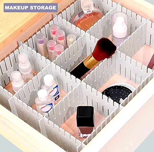 KITment 44Pcs Drawer Dividers with Fixing Buckle, Adjustable Drawer Organizer Storage Separator for Clothes, Cutlery, Socks, Underwear, Makeup, Dresser, Kitchen, Bedroom, Office, Bathroom, 14.5*2.75in