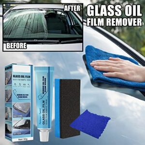 XIRUJNFD Car Glass Oil Film Cleaner, Glass Film Removal Cream, Water Spot Remover for Cars, Glass Oil Film Remover for Car (1 Set)