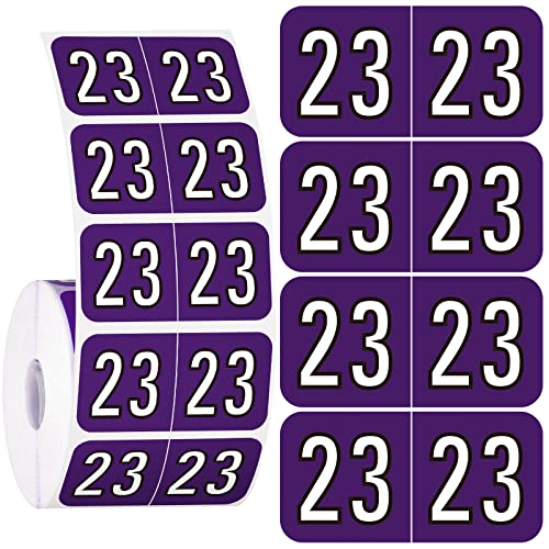 500 Pieces 2023 Year Stickers File Folder Year Labels Rectangle Coded Colored Year Stickers Self Adhesive Year Labels End Tab File Folders Office Supplies, 1 Roll (Purple, 3/4" x 1-1/2")