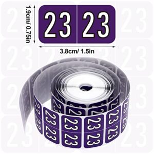 500 Pieces 2023 Year Stickers File Folder Year Labels Rectangle Coded Colored Year Stickers Self Adhesive Year Labels End Tab File Folders Office Supplies, 1 Roll (Purple, 3/4" x 1-1/2")