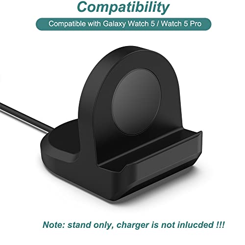 Charger Stand for Galaxy Watch 5/5 Pro, Silicone Charging Stand Dock Holder for for Samsung Galaxy Watch 5 40mm 44mm & Galaxy Watch 5 Pro 45mm (Black)