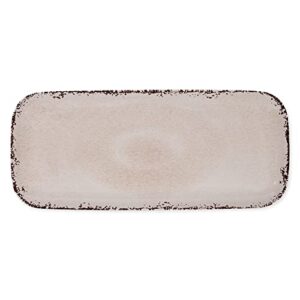 upware 15 inch melamine rectangle serving tray, bpa free food tray (crackle cream)