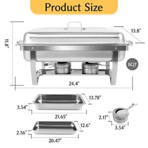 Snowtaros 4 Pack 8QT Chafing Dish Buffet Set, Stainless Steel Food Warmer Set, Rectangular Buffet Server with Tongs & Spoons for Parties, Catering, Banquets, Events (Full Size)