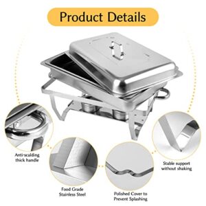 Snowtaros 4 Pack 8QT Chafing Dish Buffet Set, Stainless Steel Food Warmer Set, Rectangular Buffet Server with Tongs & Spoons for Parties, Catering, Banquets, Events (Full Size)