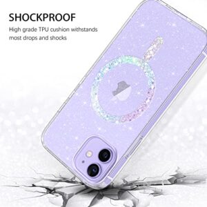 DUEDUE for iPhone 12/iPhone 12 Pro Magnetic Case [Compatible with Magsafe], Clear Glitter Full Body Protective Cover Slim TPU Transparent Shockproof Bling Phone Case for iPhone 12/12 Pro 6.1", Clear