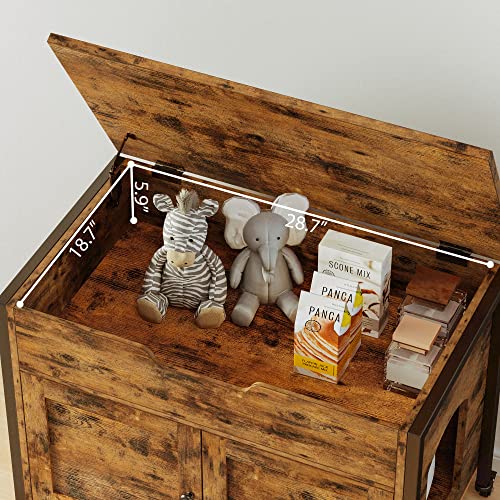 IRONCK Litter Box Enclosure with Storage and Wheels, Large Wood Hidden Cat Cabinet, Indoor Cat Washroom Furniture with Divider, Fit Most of Litter Box, Vintage Brown