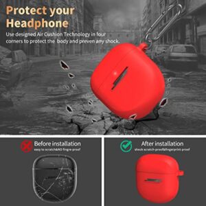 YIPINJIA Case for Bose QuietComfort Earbuds II 2022, Soft Silicone Scratch Proof & Shockproof Protective Skin Sleeve Cover Compatible with Bose QuietComfort Earbuds 2 with Keychain - Red