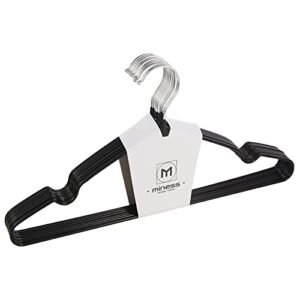 miness standard black non-slip sleek metal clothing hangers, pack of 10