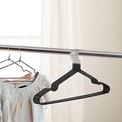 Miness Standard Black Non-Slip Sleek Metal Clothing Hangers, Pack of 10