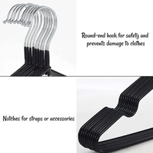 Miness Standard Black Non-Slip Sleek Metal Clothing Hangers, Pack of 10