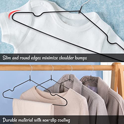 Miness Standard Black Non-Slip Sleek Metal Clothing Hangers, Pack of 10