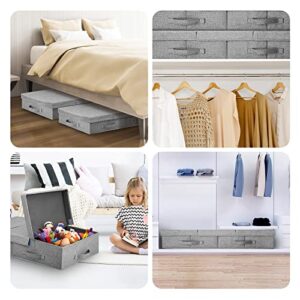Anyoneer Under Bed Storage With Lids [Set of 2] Sturdy Sidewalls,Bottom with Panel Structure,Reinforced Handle, Labels Window Cards & a Pen - Grey