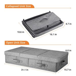 Anyoneer Under Bed Storage With Lids [Set of 2] Sturdy Sidewalls,Bottom with Panel Structure,Reinforced Handle, Labels Window Cards & a Pen - Grey