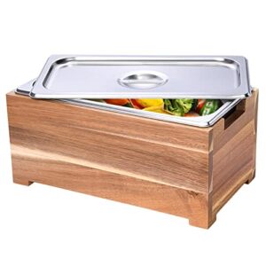 HULISEN Kitchen Compost Bin Countertop, Wooden Compost Bucket with Stainless Steel Insert, 1.6 Gallon Counter Food Waste Bin with Lid, Indoor Composter Caddy, Easy Clean Compost Trash Can