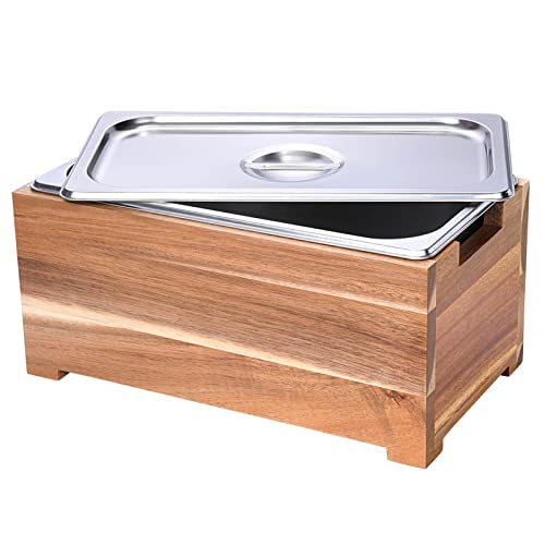 HULISEN Kitchen Compost Bin Countertop, Wooden Compost Bucket with Stainless Steel Insert, 1.6 Gallon Counter Food Waste Bin with Lid, Indoor Composter Caddy, Easy Clean Compost Trash Can