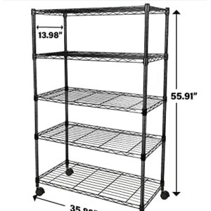 Miibox Storage Shelf 4-Tier Heavy Duty Shelving Unit,Black,36L x 14W x 54H inch