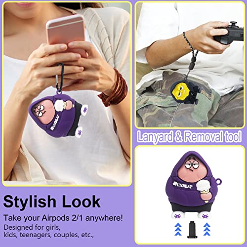 [2Pack] Cute AirPods Cartoon Character Case for AirPod 2/1, Unique Design Funny Fun Kawaii 3D Cartoon Characters Advanced Soft Silicone AirPods 2&1 Case Cover for Men Women