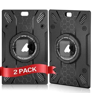 2 pack apple airtag wallet holder, slim thin airtag wallet card case cover, credit card size wallet case holder for apple airtag with carabine-black