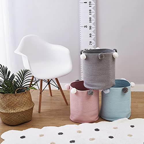 Collapsable Laundry Basket Collapse Laundry Basket Storage Laundry Bucket Basket Container Sundries with Round Hamper Cotton Pom Clothes Decor Collapsible Laundry Baskets