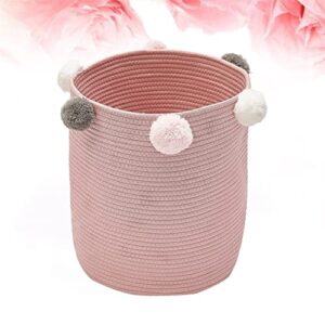 Collapsable Laundry Basket Collapse Laundry Basket Storage Laundry Bucket Basket Container Sundries with Round Hamper Cotton Pom Clothes Decor Collapsible Laundry Baskets