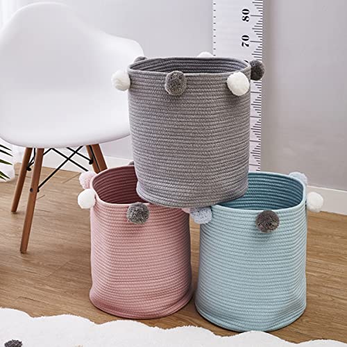 Collapsable Laundry Basket Collapse Laundry Basket Storage Laundry Bucket Basket Container Sundries with Round Hamper Cotton Pom Clothes Decor Collapsible Laundry Baskets