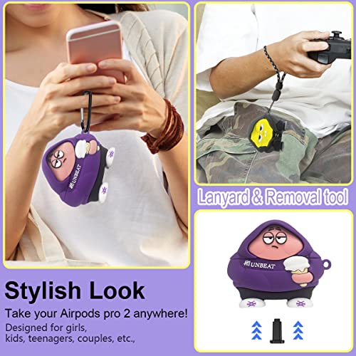 [2Pack] Case for AirPods Pro 2nd Generation 2022, Cute AirPods Pro 2 Cartoon Character Case, Unique Design Funny Fun Kawaii 3D Cartoon Characters Soft Silicone AirPods Pro 2 Case Cover for Men Women