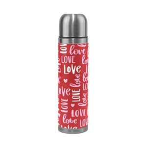 susiyo valentine day drawn love insulated water bottle, 17oz double wall vacuum reusable stainless steel bottle