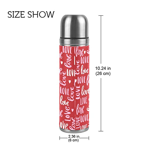 susiyo Valentine Day Drawn Love Insulated Water Bottle, 17oz Double Wall Vacuum Reusable Stainless Steel Bottle