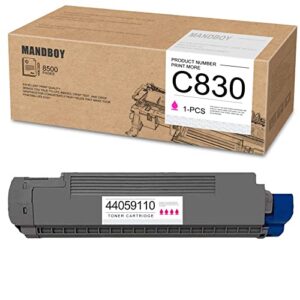 mandboy compatible replacement for oki c830 44059110 toner-cartridge (magenta), work with data c830dn c830dtn c830n printer cartridge, 1-pack