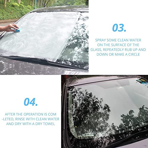 2Pack Glass Film Removal Cream,Car Glass Oil Film Cleaner, Car Windshield Oil Film Cleaner, Glass Stripper Water Spot Remover with Sponge and Towel for Car & Home Bathroom Glass