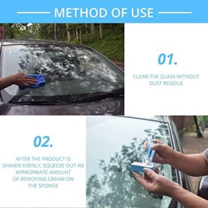 2Pack Glass Film Removal Cream,Car Glass Oil Film Cleaner, Car Windshield Oil Film Cleaner, Glass Stripper Water Spot Remover with Sponge and Towel for Car & Home Bathroom Glass