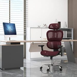 Ergonomic Office Chair, Reclining High Back Mesh Chair, Computer Desk Chair, Swivel Rolling Home Task Chair with Lumbar Support, 3D Adjustable Headrest and Armrests