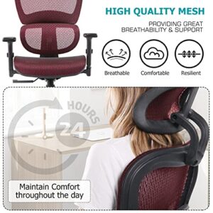 Ergonomic Office Chair, Reclining High Back Mesh Chair, Computer Desk Chair, Swivel Rolling Home Task Chair with Lumbar Support, 3D Adjustable Headrest and Armrests