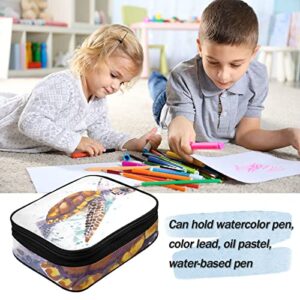 ZZKKO Colored Pencil Case Sea Turtle Watercolor 96 Slots Pencil Holder with Zipper Large Capacity Pencil Case Organizer for Watercolor Pens Markers