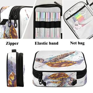 ZZKKO Colored Pencil Case Sea Turtle Watercolor 96 Slots Pencil Holder with Zipper Large Capacity Pencil Case Organizer for Watercolor Pens Markers