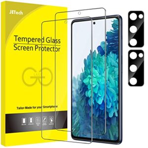 jetech screen protector for samsung galaxy s20 fe 6.5-inch with camera lens protector, tempered glass film, fingerprint id compatible, hd clear, 2-pack each