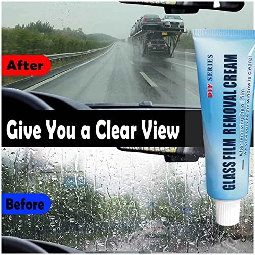 Car Glass Oil Film Cleaner with Sponge, Car Glass Waterproof Coating Agent Water Spot Remover, Glass Oil Film Remover for Car, Glass Stripper Water Spot Remover (4Pcs)